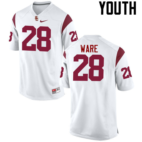 Youth #28 AcaCedric Ware USC Trojans College Football Jerseys-White